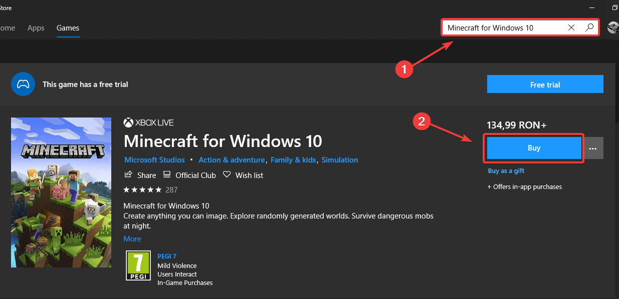 Claim Minecraft Windows 10 Free